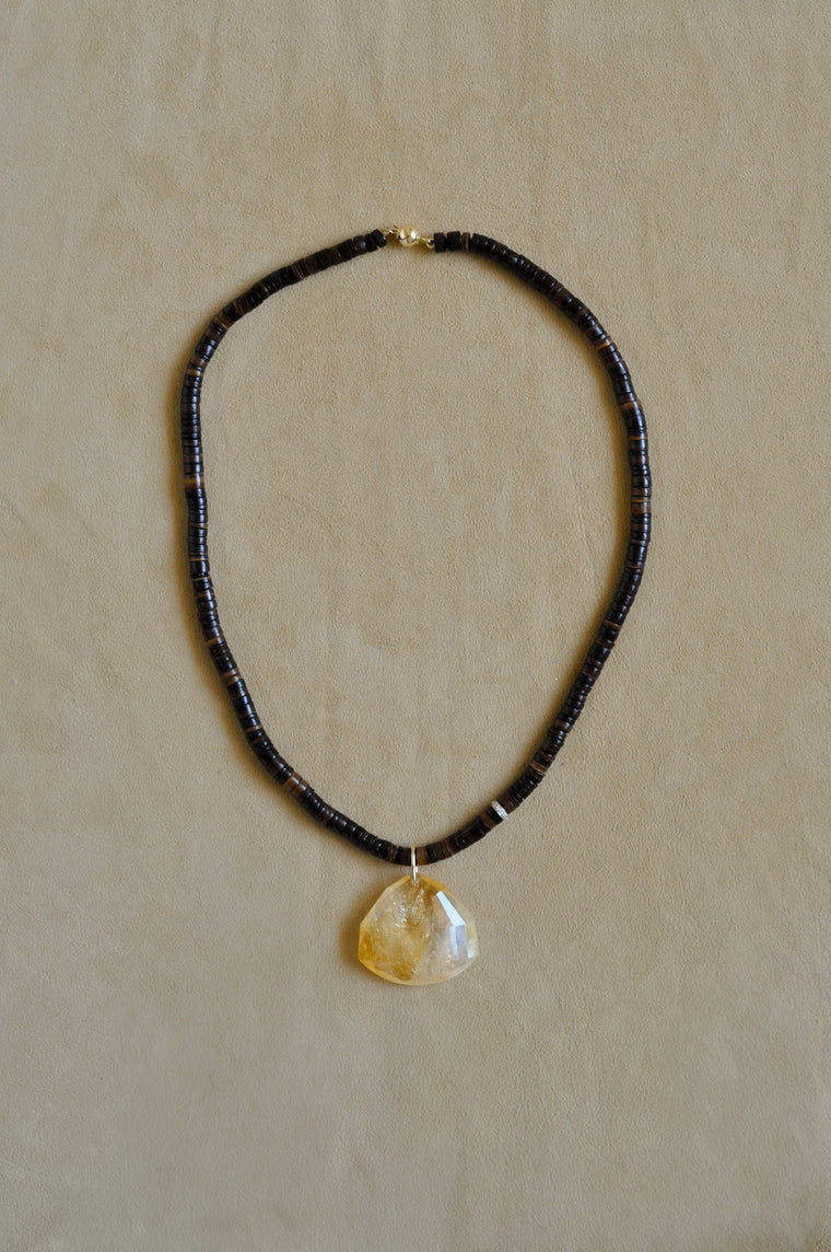Faceted Pendant Necklace | Citrine