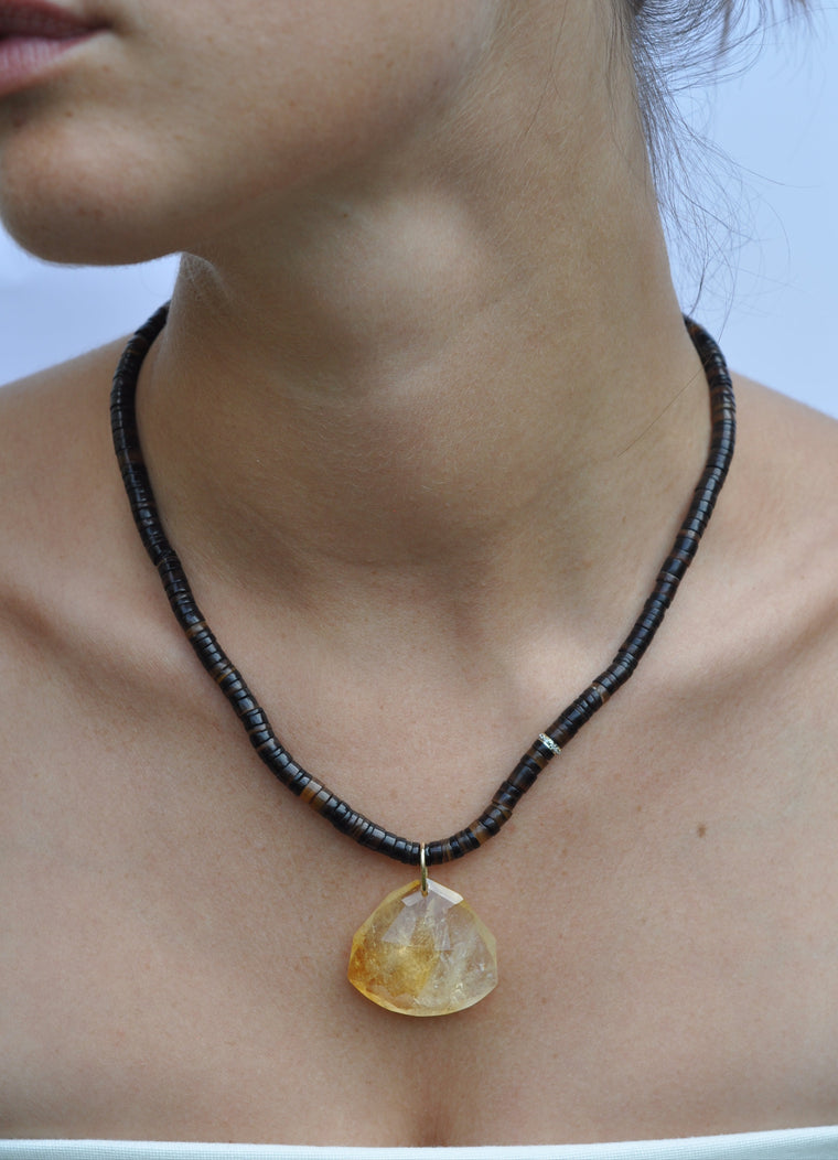 Faceted Pendant Necklace | Citrine