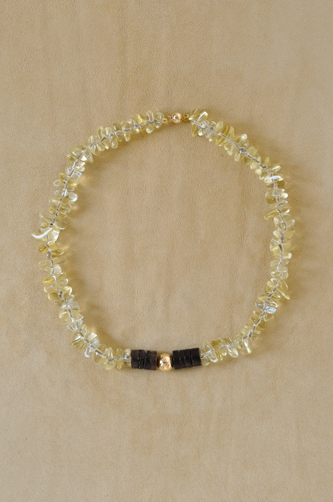 Lemon Quartz Puka Bead Collar