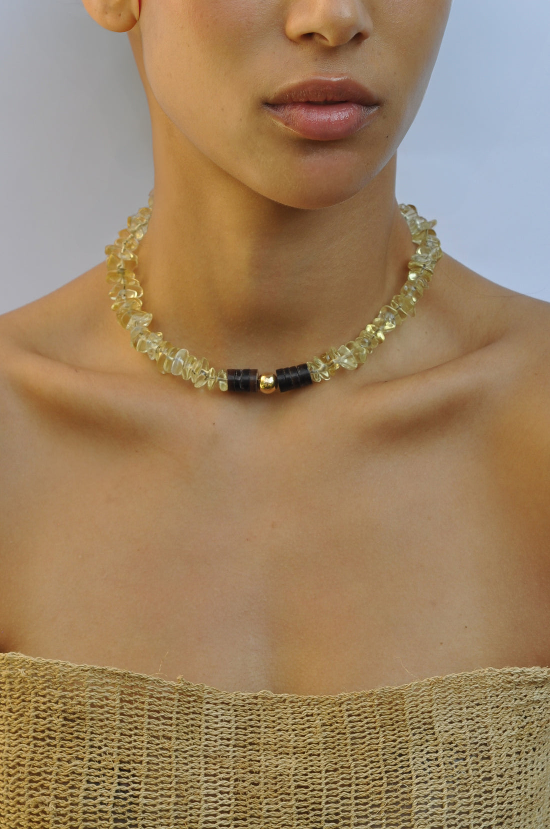 Lemon Quartz Puka Bead Collar