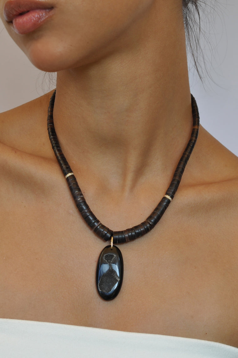 Black Window Druzy Collar