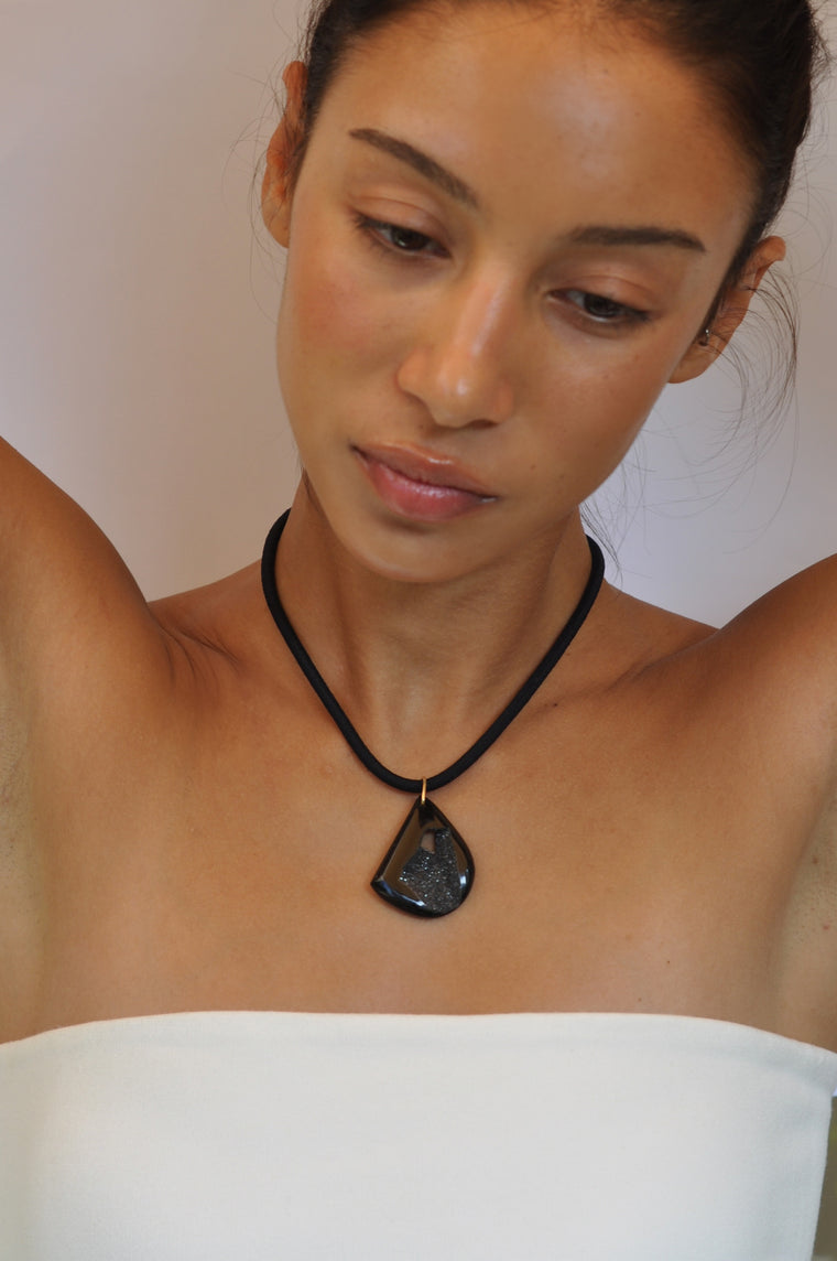 Black Window Druzy Cord