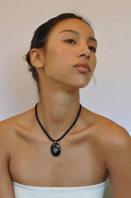 Black Window Druzy Cord