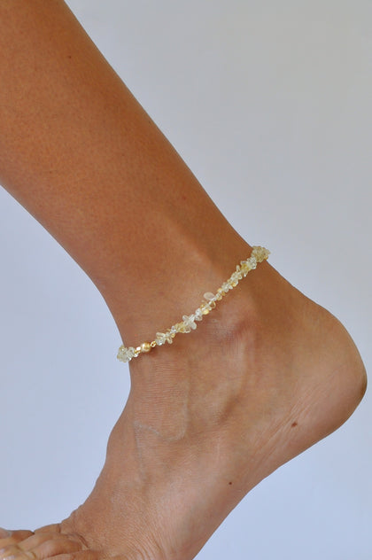 Citrine Pebble Anklet