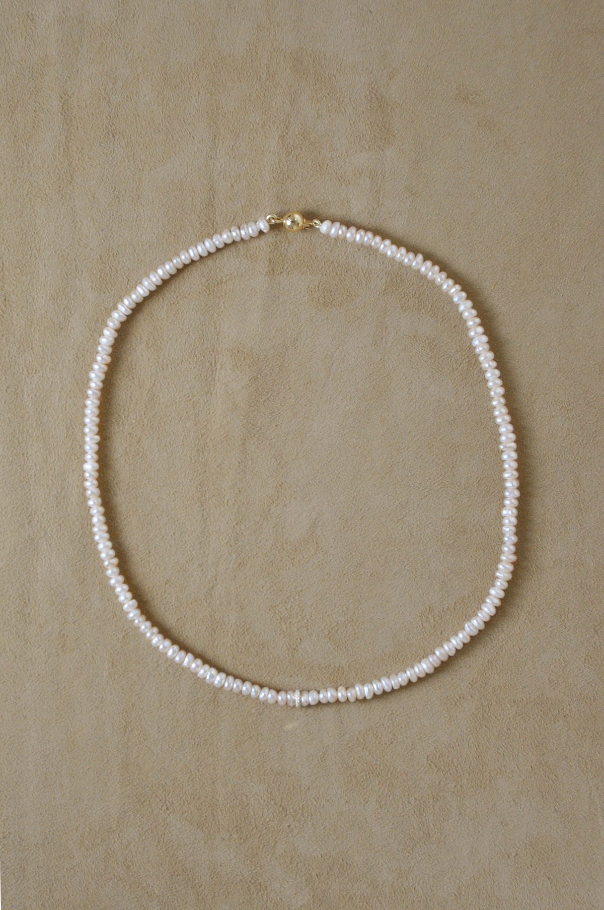 Tiny Diamond Pearl Necklace