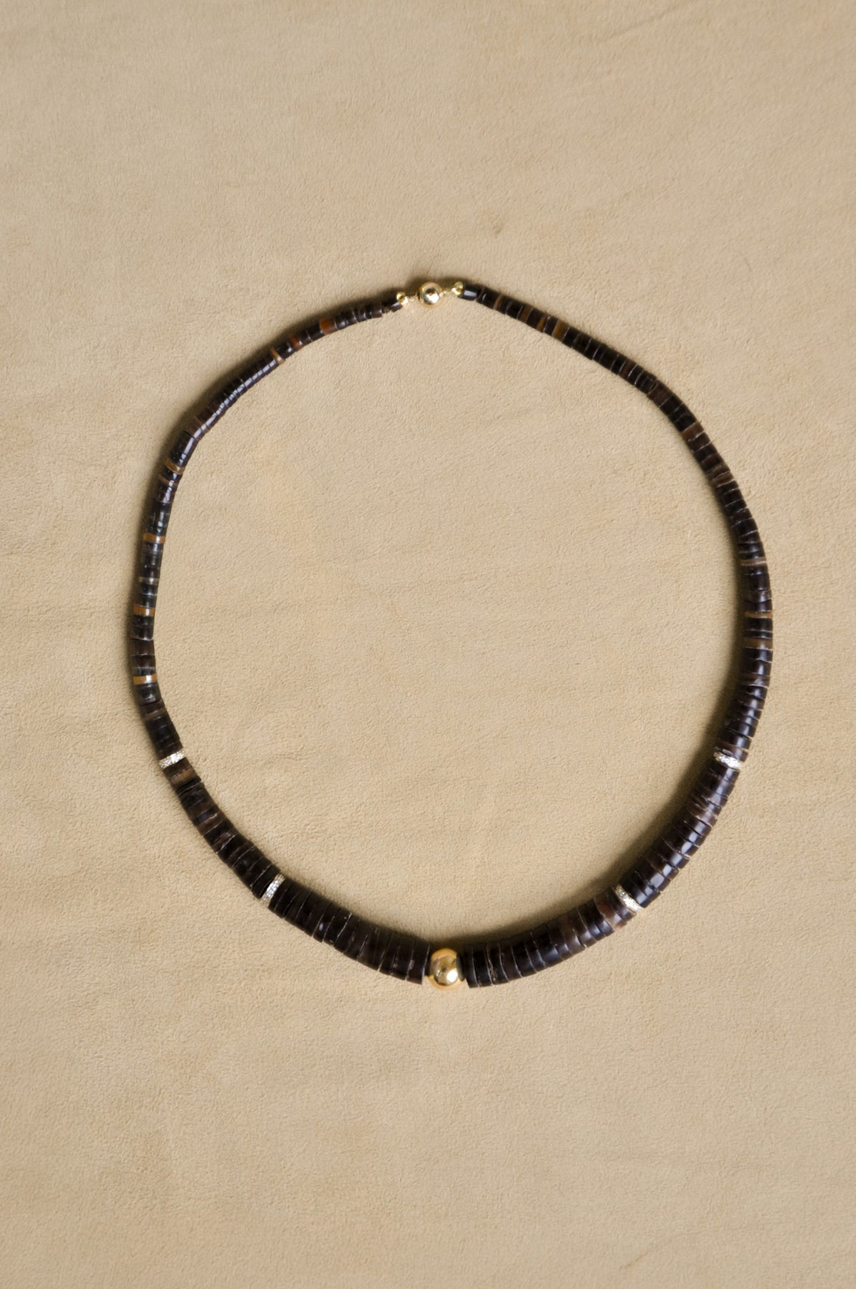 Elegant Diamond Puka Bead Collar