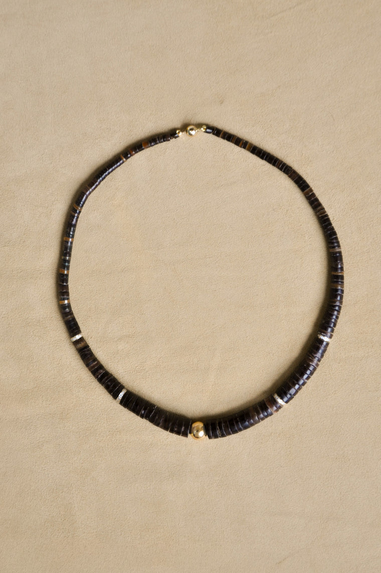 Elegant Diamond Puka Bead Collar