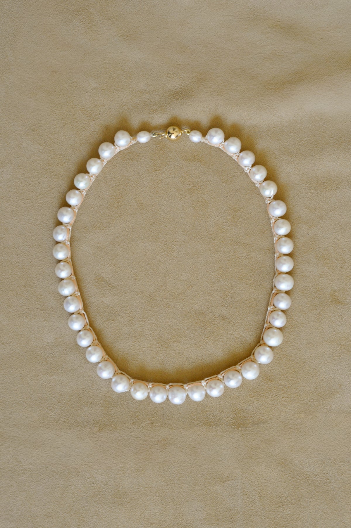 Macrame Pearl Necklace Blush