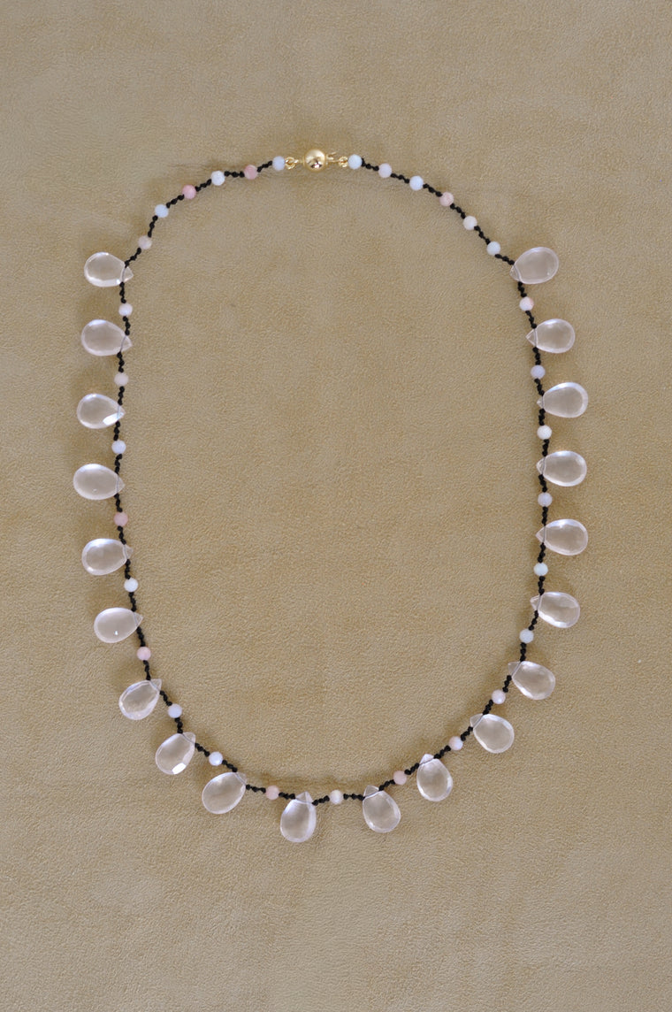 The Droplet Necklace | Rose Quartz