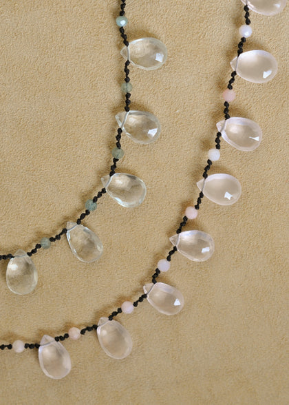 The Droplet Necklace | Rose Quartz