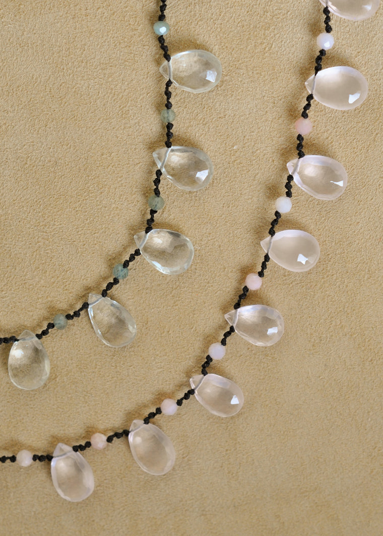 The Droplet Necklace | Rose Quartz