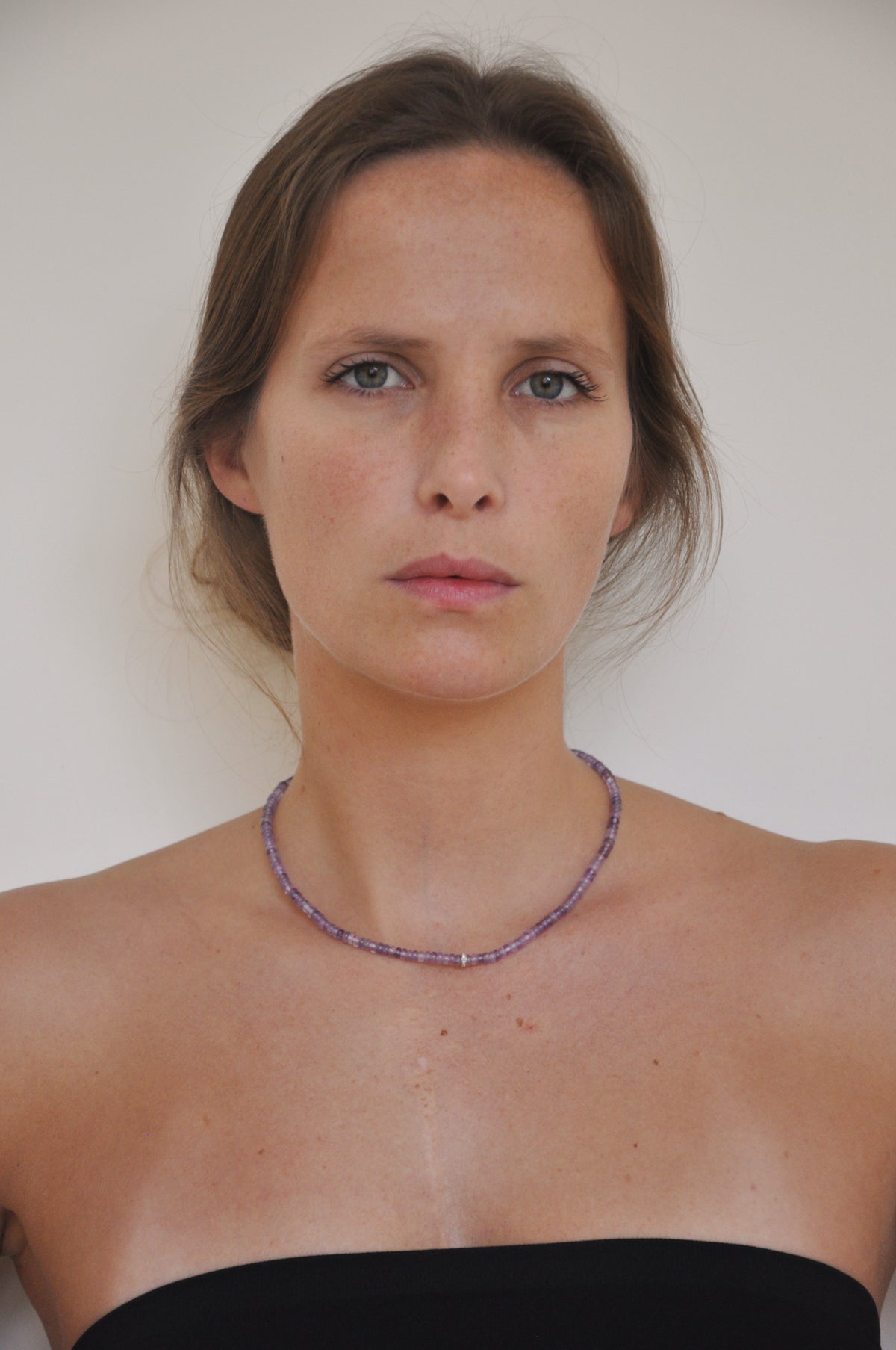 Tiny Diamond Amethyst Necklace