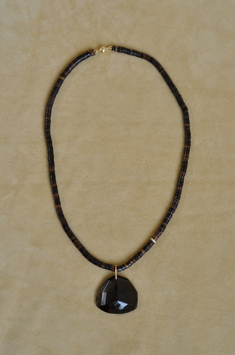 Faceted Pendant Necklace | Smoky Quartz