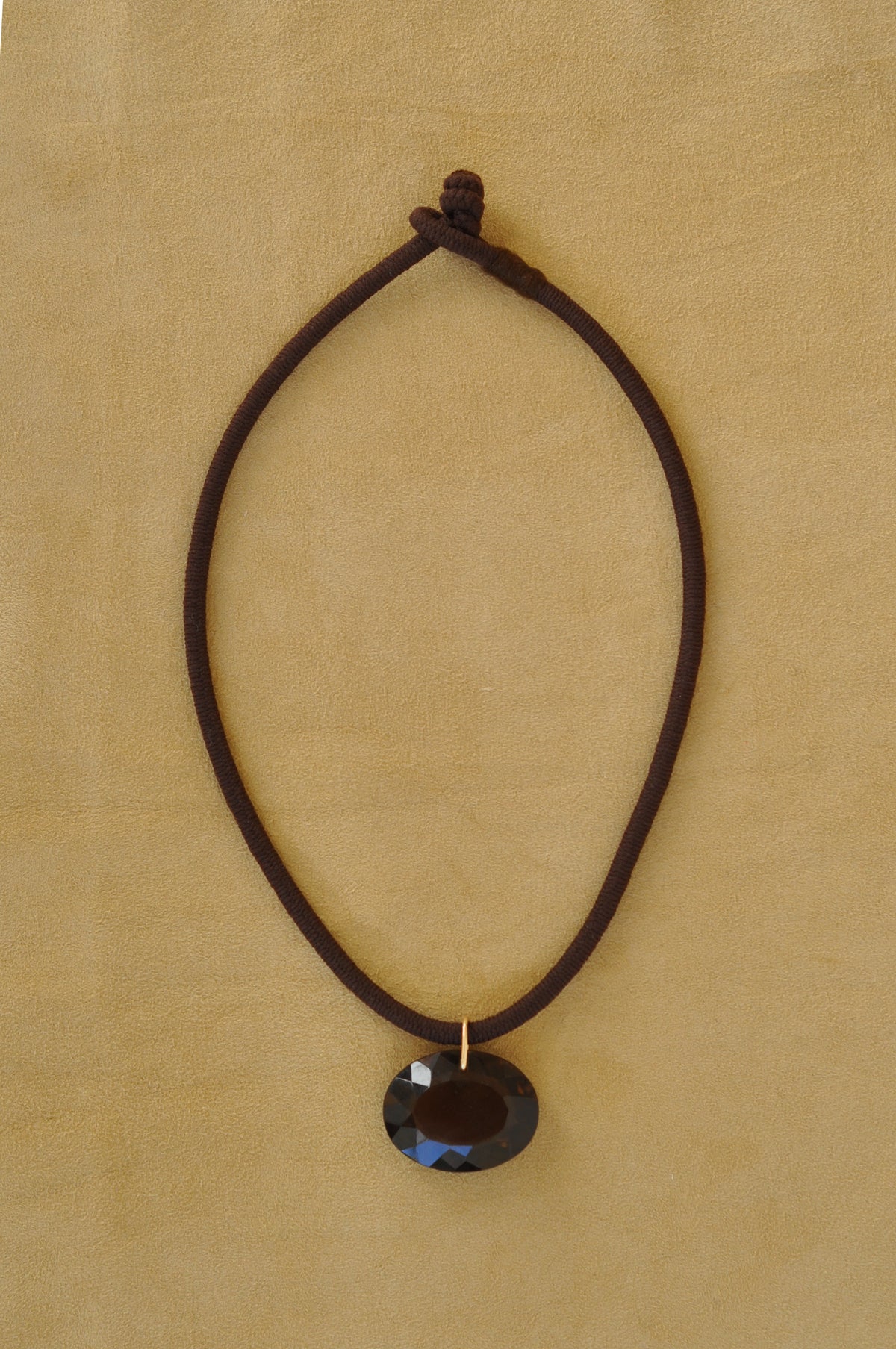 The Oval Drop Cord | Smoky Quartz