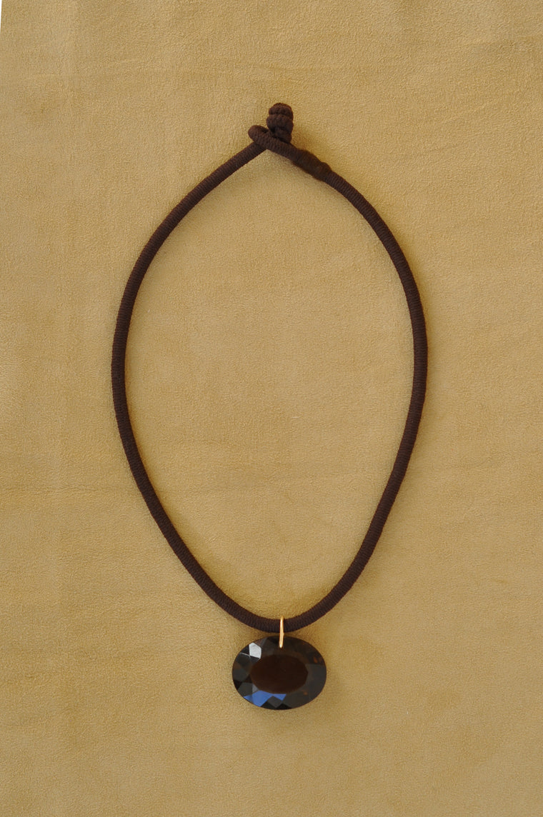 The Oval Drop Cord | Smoky Quartz