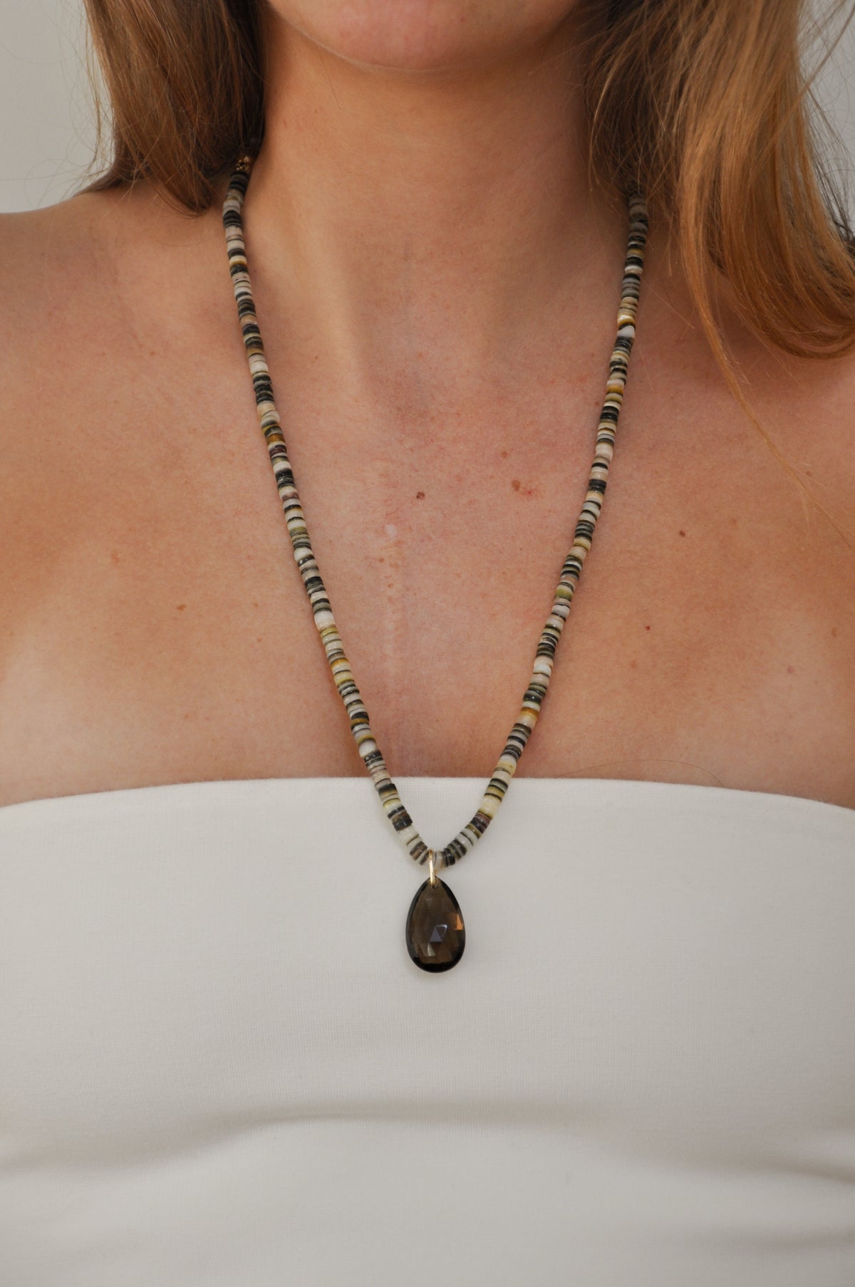 Striped Shell Strand Pendant Necklace