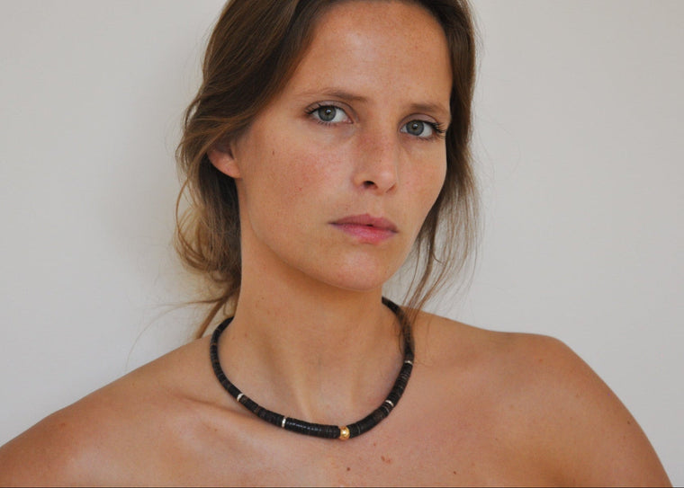 Elegant Diamond Puka Bead Collar