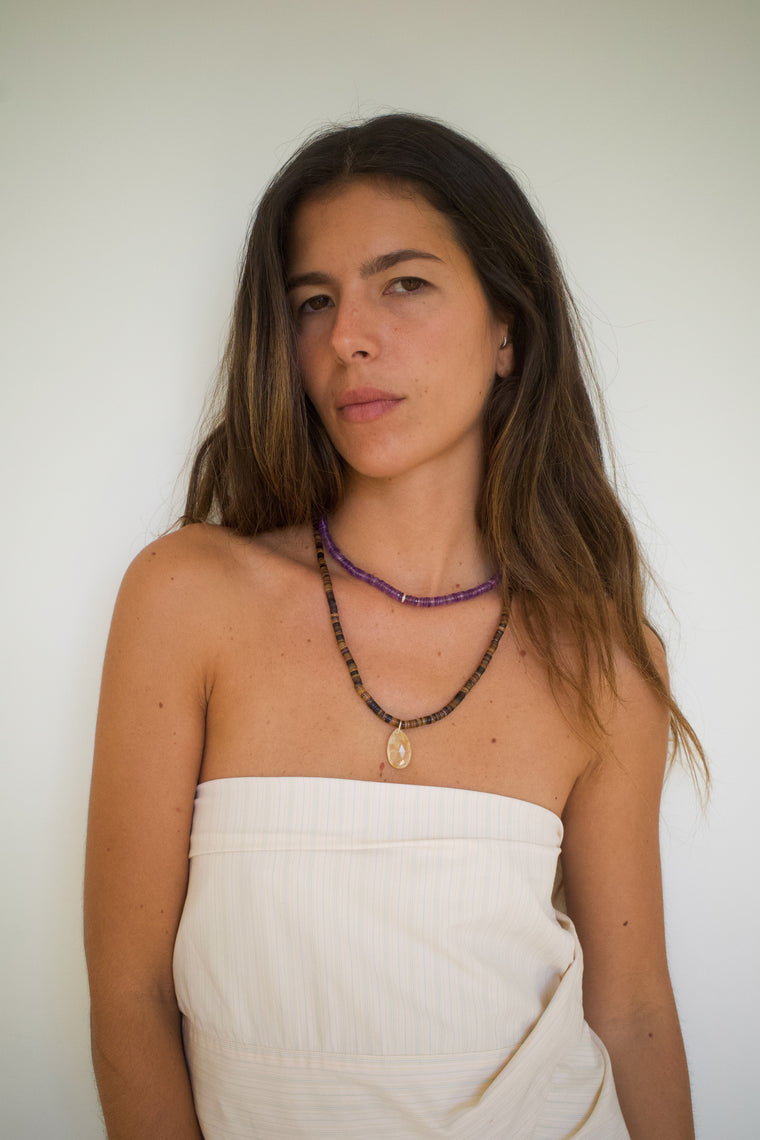 Elegant Heishi Amethyst Necklace